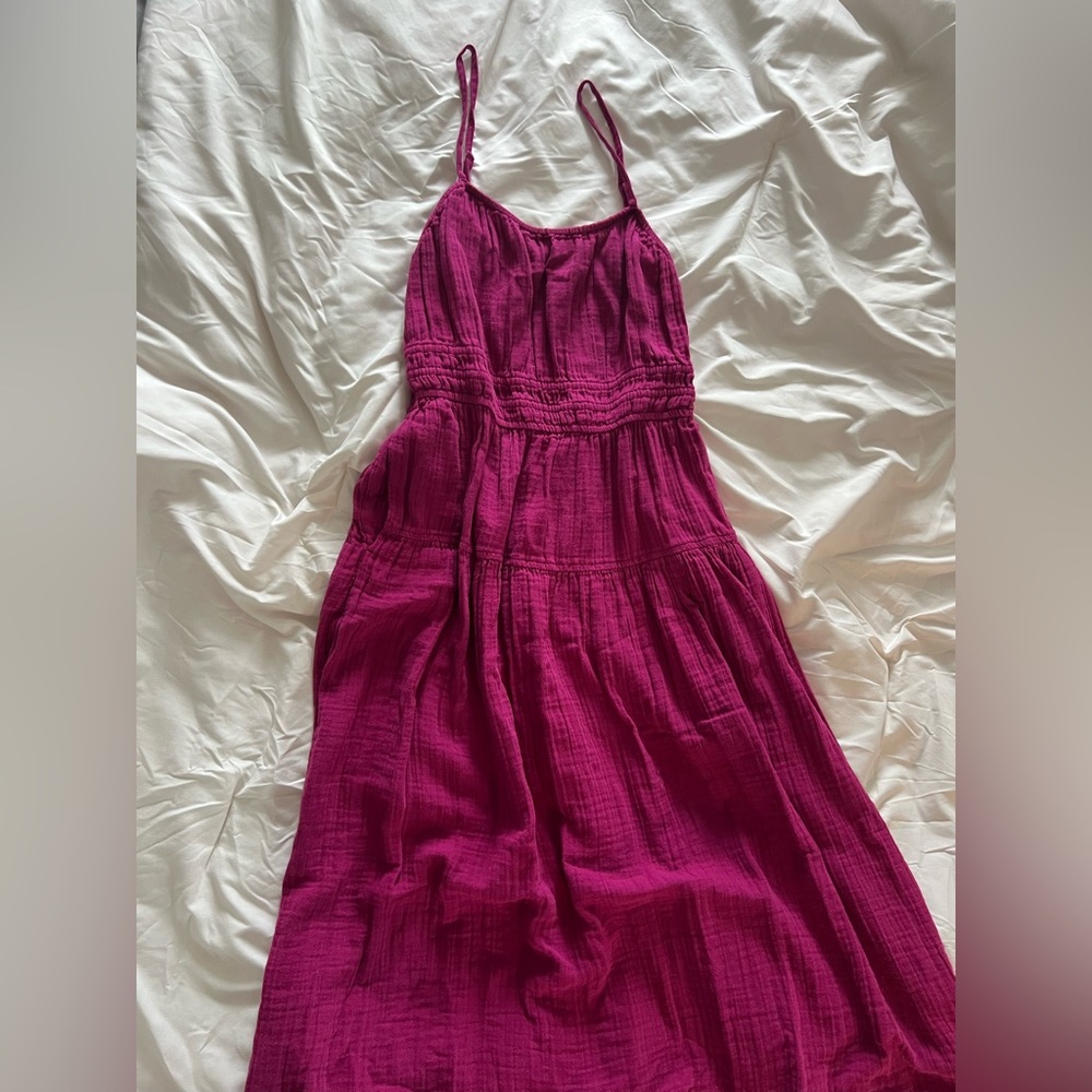 Spaghetti Strap Linen Midi Dress